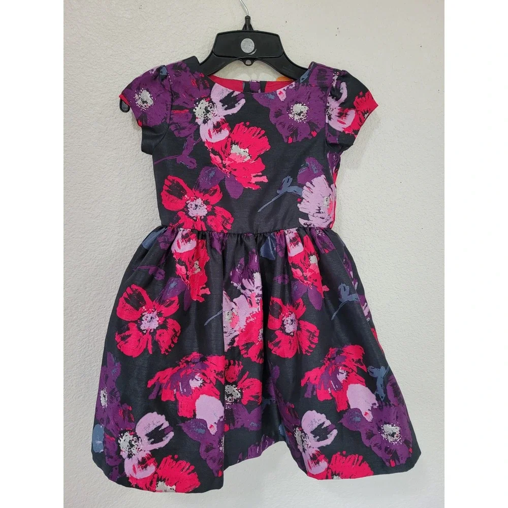 Gymboree Girls Floral Fit and Flare Party Dress Size 4 Pink Purple NWT‎ #1